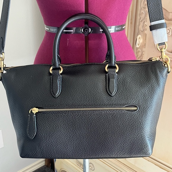 Authentic Coach Pebble Black Leather Cara Satchel - Picture 6 of 14